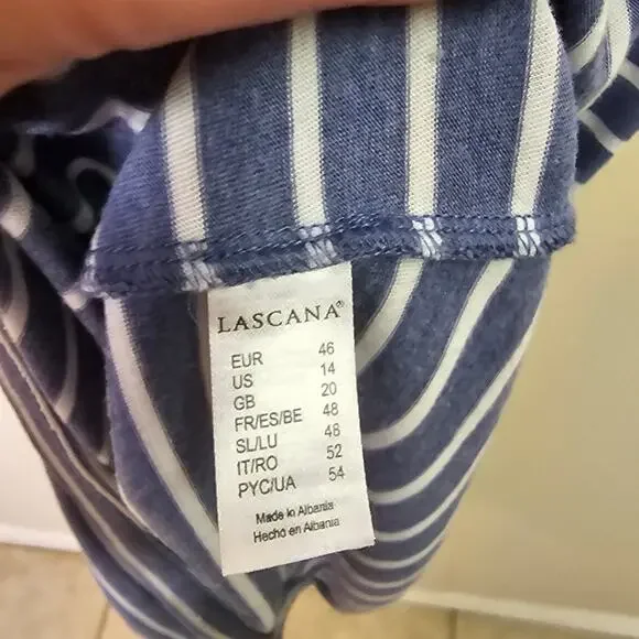 Heather Blue & White Striped Summer Midi Dress Off Shoulder Size 14 | Lascana - Picture 5 of 7